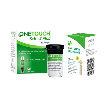 Virtual Combo Brand One Touch 2 Box of Select Plus Test Strip (50 Each) & 2 box of Ultrasoft 2 Lancets (25 Each)