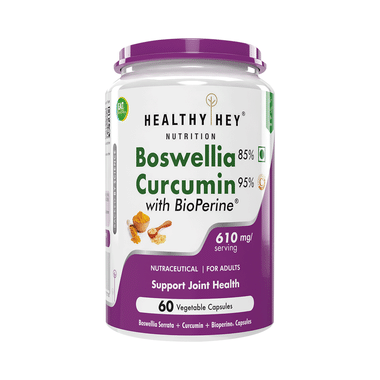 HealthyHey Boswellia Curcumin With Bioperine Vegetable Capsules