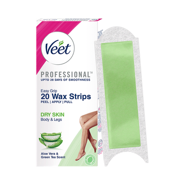Veet Professional Waxing Strips Kit, 20 Strips For Dry Skin