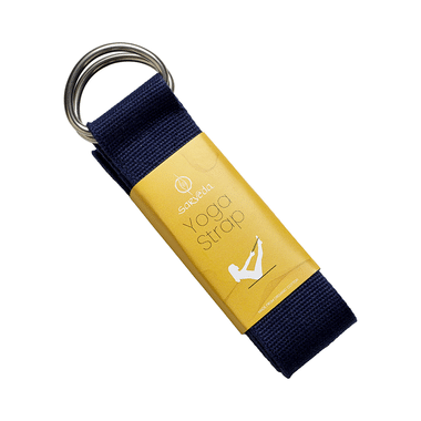Sarveda Yoga Belt Organic Cotton Strap For Stretching Navy Blue