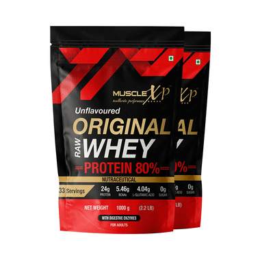 MuscleXP Raw Whey Protein 80% Powder (1000gm Each) Unflavoured