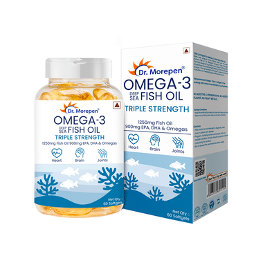 Dr. Morepen Omega 3 Triple Strength 1250mg Deep Sea Fish Oil with DHA & EPA 900mg Softgel