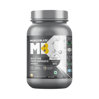 MuscleBlaze Biozyme Performance Whey Protein | For Muscle Gain | Improves Protein Absorption By 50% | Flavour Powder French Vanilla Creme