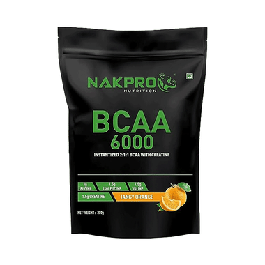 Nakpro Nutrition BCAA 6000 Instantized 2:1:1 BCAA With Creatine Powder Tangy Orange