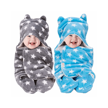 Oyo Baby Blanket Wrapper Sleeping Bag Star Grey & Star Blue