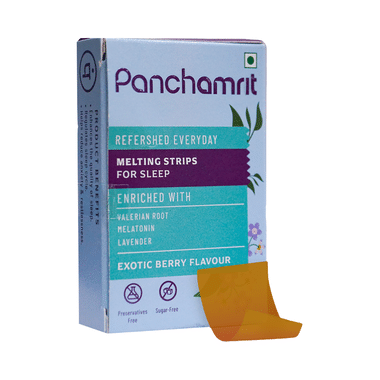 Panchamrit Melatonin-5mg Strip For Sleep With Ayurvedic Herbs| Natural Sleep Aid (30 Each) Exotic Berry