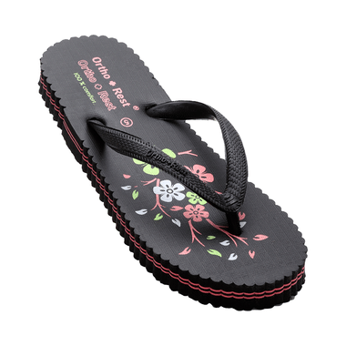 Ortho + Rest Women's Cool Extra Soft and Comfortable Orthopedic Flip Flops for Home Daily Use Black 9