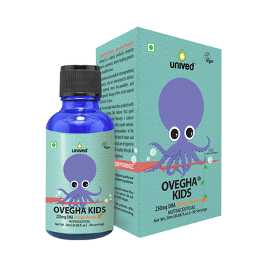 Unived Ovegha Kids 250mg DHA, Vegan Omega 3 DHA Orange