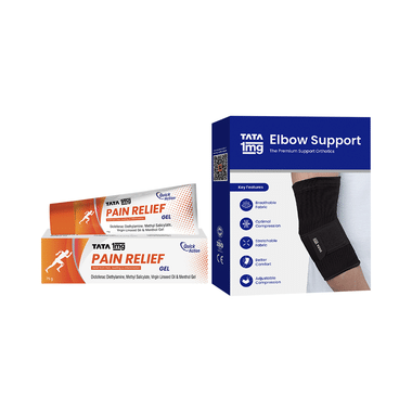 Combo Pack Of Tata 1mg Elbow Support Medium & Tata 1mg Pain Relief Gel (75gm)