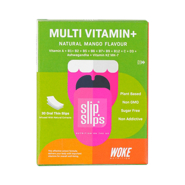 Slip Slip's Multi Vitamin + Oral Thin Strip For Overall Health, Wellness And Immunity Support Natural Mango