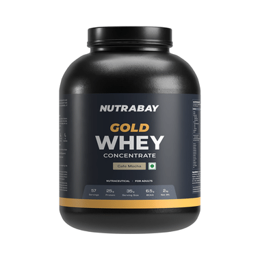 Nutrabay Gold Concentrate Whey Protein For Muscle Recovery | No Added Sugar Powder Cafe Mocha