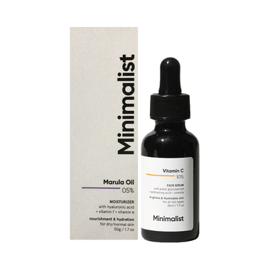 Combo Pack of Minimalist 05% Marula Oil Moisturizer (50gm) & 10% Vitamin C Face Serum (30ml)