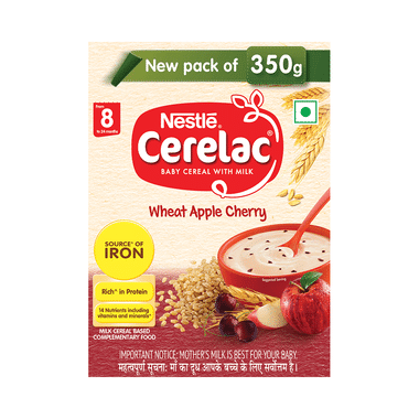 Nestle Cerelac Baby Cereal with Milk from 8 to 24 Months | Rich in Iron | Wheat Apple Cherry