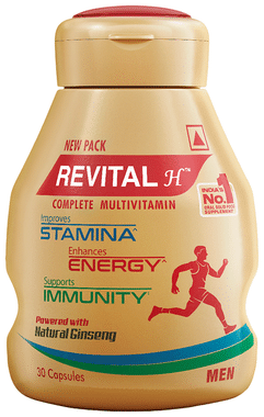 Revital H Men Multivitamin with Calcium, Zinc & Ginseng for Immunity, Strong Bones & Energy