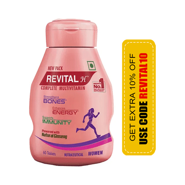 Revital H Woman Tablet With Multivitamins, Calcium, Zinc & Natural Ginseng | For Daily Immunity, Strong Bones & Energy