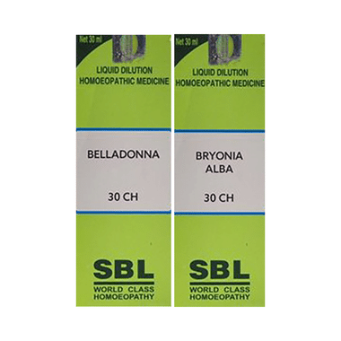 Combo Pack of SBL Bryonia Alba Dilution 30 CH & SBL Belladonna Dilution 30 CH (30ml Each)