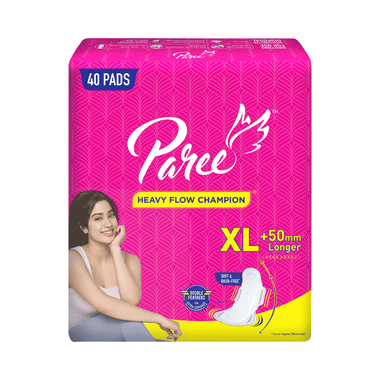 Paree Soft & Rash Free Sanitary Pads|Quick Absorption|Heavy Flow Champion|Double Feathers For Extra Coverage|Leakage-Proof|Skin Friendly Pads XL