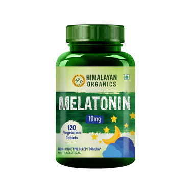 Himalayan Organics Melatonin 10mg for Healthy Sleep Cycle Stress & Anxiety Relief Vegetarian Tablet