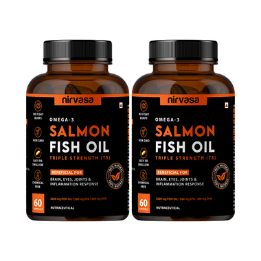 Nirvasa Omega-3 Salmon Fish Oil Triple Strength Capsule (60 Each)