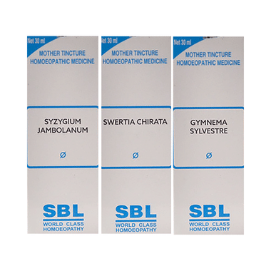 Combo Pack of SBL Syzygium Jambolanum Mother Tincture Q, SBL Gymnema Sylvestre Mother Tincture Q & SBL Swertia Chirata Mother Tincture Q (30ml Each)