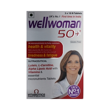 Wellwoman 50+ Multivitamins Health Supplement for Women | Reduces Tiredness & Fatigue | Gluten free Tablet