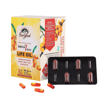 Berryheal Omega 7 Rich Life Oil Sea Buckthorn Berry Fruit Oil Veg Capsule (32 Each)