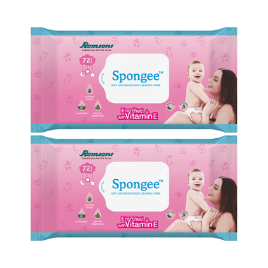 Dignity Spongee Soft and Smooth Baby Cleansing Wipes | with Aloe Vera Extract (72 Each)