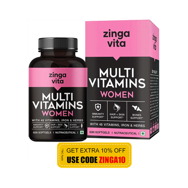 Zingavita Multivitamin For Women With Iron | For Immunity, Hair, & Skin | Bone, Joint & Muscle Care