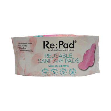 Re:Pad Combo Pack Of 4 Maxi (Pink) And 1 Super Maxi (Blue) Sanitary Pad With 1 Reusable Storage Pouch