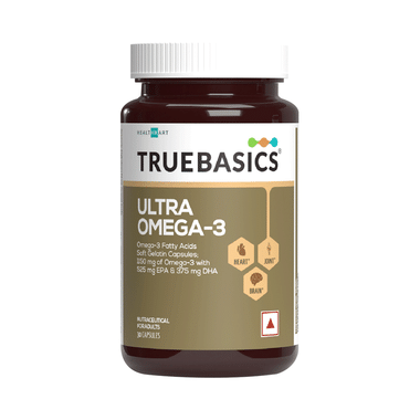 TrueBasics Ultra Omega-3 Fatty Acid Capsule Triple Strength With 1150mg Omega 3, 525mg EPA & 375mg DHA | For Heart, Joints & Brain Health