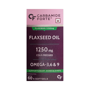 Carbamide Forte Cold Pressed Flaxseed Oil With 1250mg Omega 3-6-9 | Softgel Capsule For Heart, Bones & Joints Health