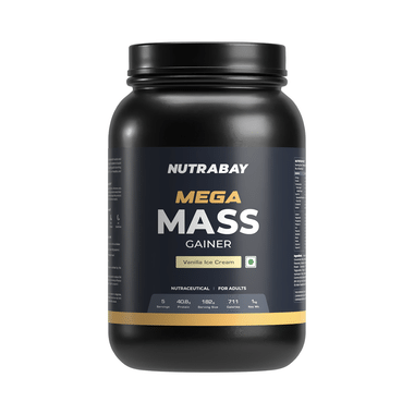 Nutrabay Gold Mega Mass Gainer Powder Vanilla Icecream