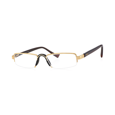 Klar Eye K 1012 Half Rim Rectangle Reading Glasses for Men and Women Yellow Gold Optical Power +2.25