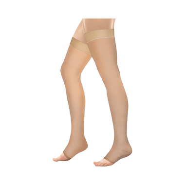 Vissco ADV Medical Compression Stockings (Open Toe And Class II, 23-32mm Hg) Thigh Length Medium Beige