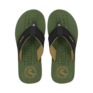 Doctor Extra Soft D28 Orthopaedic And Diabetic Super Fit Comfort Doctor Slipper, Flip-Flop, Cushion, Slides And House Slipper For Men Olive/Beige 11