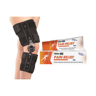 Combo Pack of Tynor D 10 R.O.M. Knee Brace Universal & Tata 1mg Pain Relief Gel (75gm)