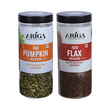 Ariga Foods Combo Pack of Roasted Pumpkin Seeds and Roasted Flax Seeds (500gm Each)