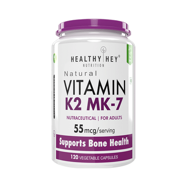 HealthyHey Nutrition 55mcg Of Vitamin K2 MK 7 | Vegetable Capsule For Bone Health