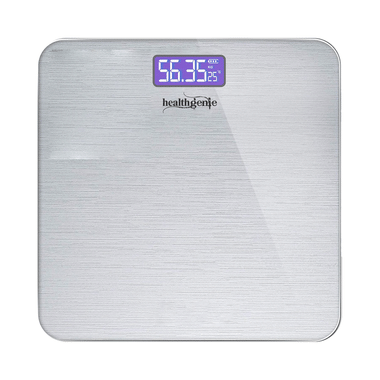 Healthgenie 3377 Electronic Digital Weighing Machine Silver Brushed Metallic