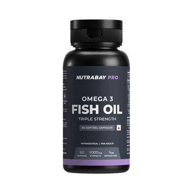 Nutrabay Pro Omega 3 Triple Strength Fish Oil | For Healthy Heart, Joints, Mood & Skin | Capsule