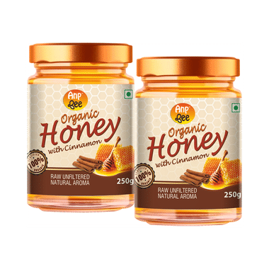 Anp Bee Organic Honey with Cinnamon (500gm Each) Raw Unfiltered