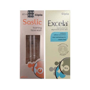 Combo Pack of Excela Moisturiser 50gm & Saslic Foaming Face Wash 60ml