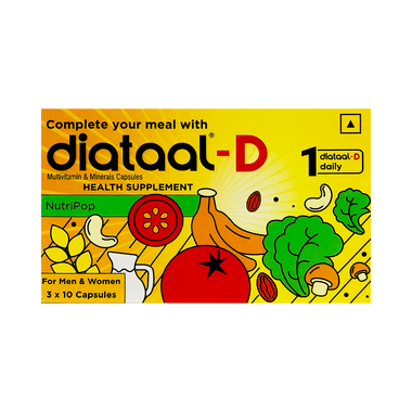 Diataal Diataal-D Multivitamin Capsule with Vitamin D For Heart Health | Strong Bones | Immunity & Health | for Men, Women & Kids | Capsule