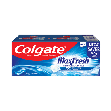 Colgate Maxfresh With Cooling Crystals Anticavity Toothpaste | Mega Save Pack (150gm Each) Peppermint Ice