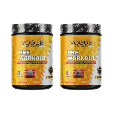 Vogue Wellness Pre Workout Powder (400gm Each) Fruit Punch