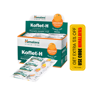 Himalaya Koflet H Cough Lozenges|Relieves Cough& Sore Throat I Orange