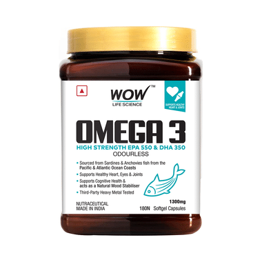 WOW Life Science 1300mg Omega 3 | Softgel Capsule for Heart, Brain, Eye & Joint Health