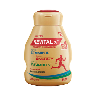 Revital H Men Multivitamin with Calcium, Zinc & Ginseng for Immunity, Strong Bones & Energy