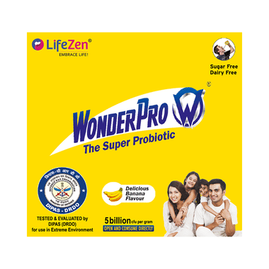 WonderPro The Super Probiotic Sachet (5 Billion CFU) | For Gut Health, Digestion & Immunity Delicious Banana Sugar Free