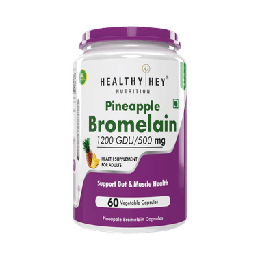 Healthy Hey Nutrition Bromelain Digestive Enzyme- High Concentrate 1200 Gdu Vegetarian Capsule